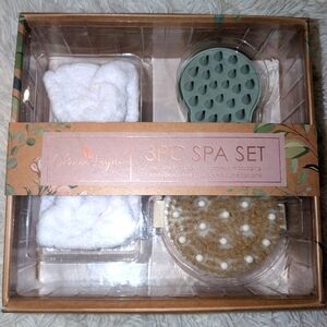 3 piece spa set, body brush, headband, scalp massager